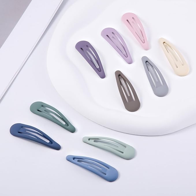 Small Hair Barrettes For Women No Slip Metal Snap Clips For Thin And Fine Hair,Matte Mix Colors,20 PCS,1.97 x 0.5 Inch.