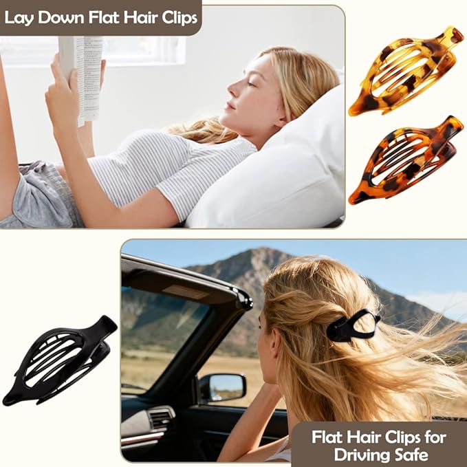 Flat Hair Clips Duckbill Large Claw Clips for Thick Medium Thin Hair 3Pcs Non Slip French Barrettes Alligator Accessories for Women Girls Leopard Black
