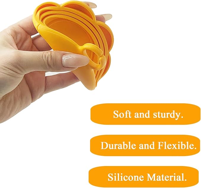 SIANE Cat Food Can Spoons & Can Lids | 4 Pcs | Colorful Multi-Function Opener | Universal Soft Silicone Pet Food Covers | Wet Food Spatula for Kittens and Dogs(Orange)