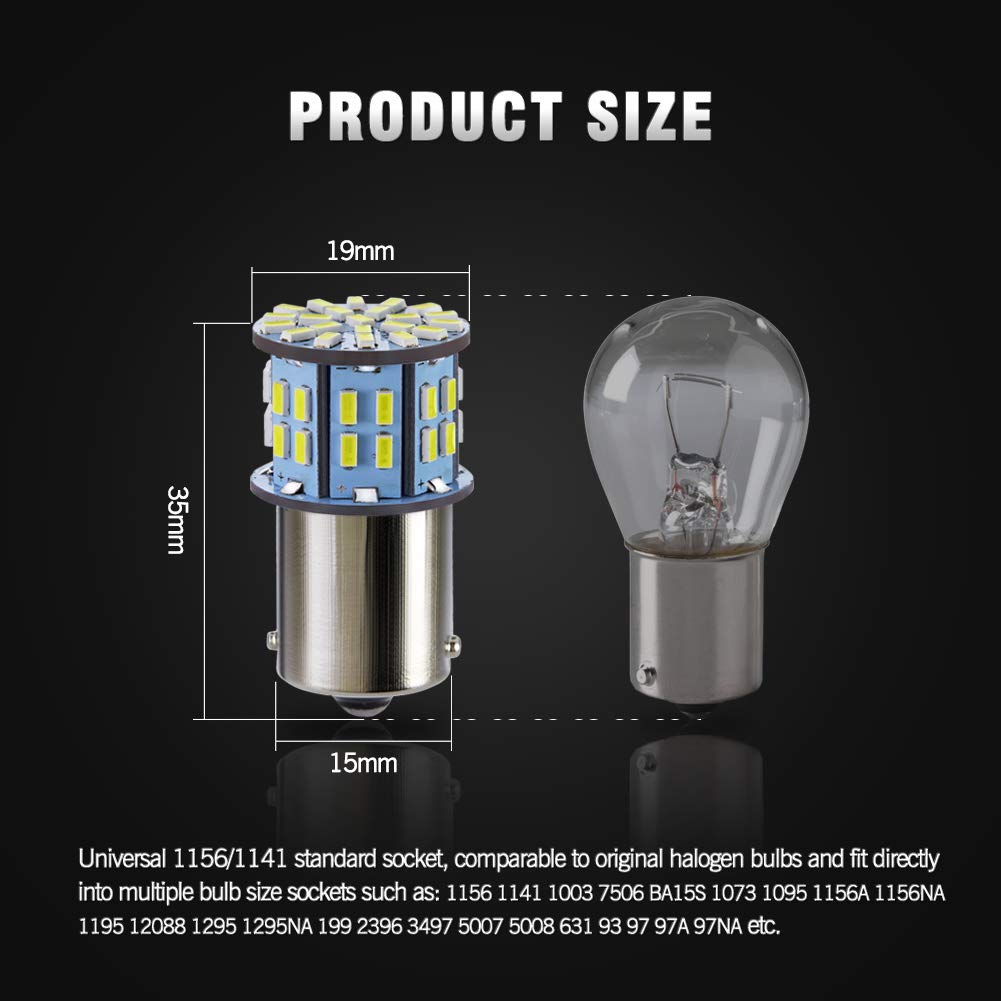 Antline 1156 1141 1003 7506 BA15S LED Bulbs Xenon White 20-Packs, Super Bright 3014 50-SMD LED Replacement for 12 Volt RV Camper Trailer Boat Trunk Interior Light Bulbs