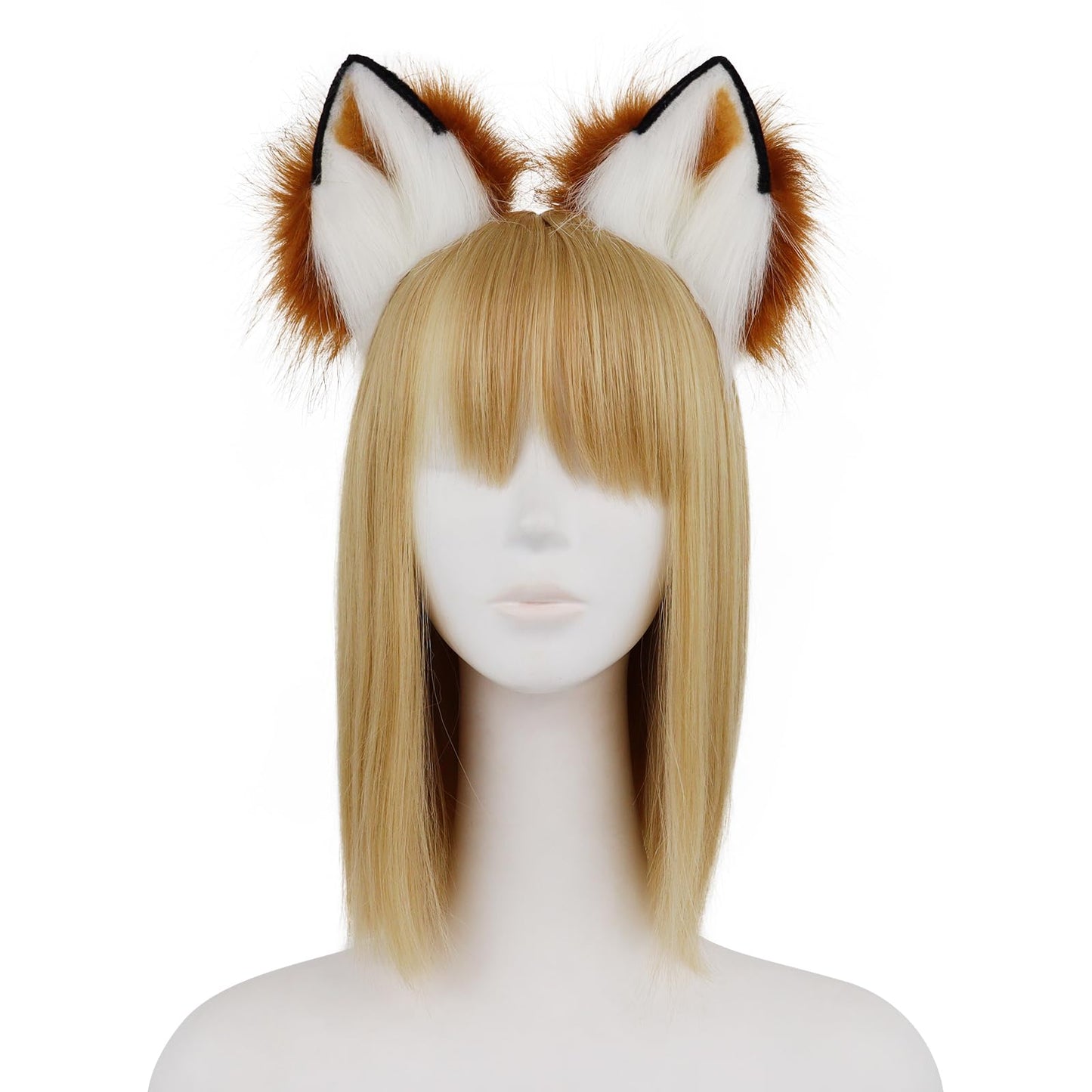 HAOAN Handmade Faux Fur Fox Wolf Ears Headband Halloween Christmas Cosplay Party Costume Accessories