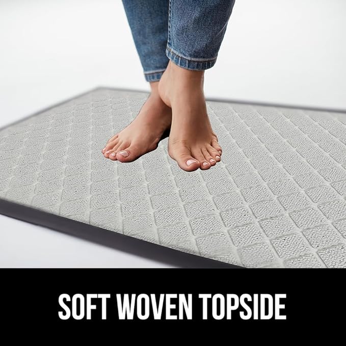 GORILLA GRIP 100% Waterproof All-Season WeatherMAX Doormat US Designed Natural Rubber, Stain and Fade Resistant, Low Profile Indoor Outdoor Door Mats, Easy Clean Patio Mat, 17x29, Light Gray