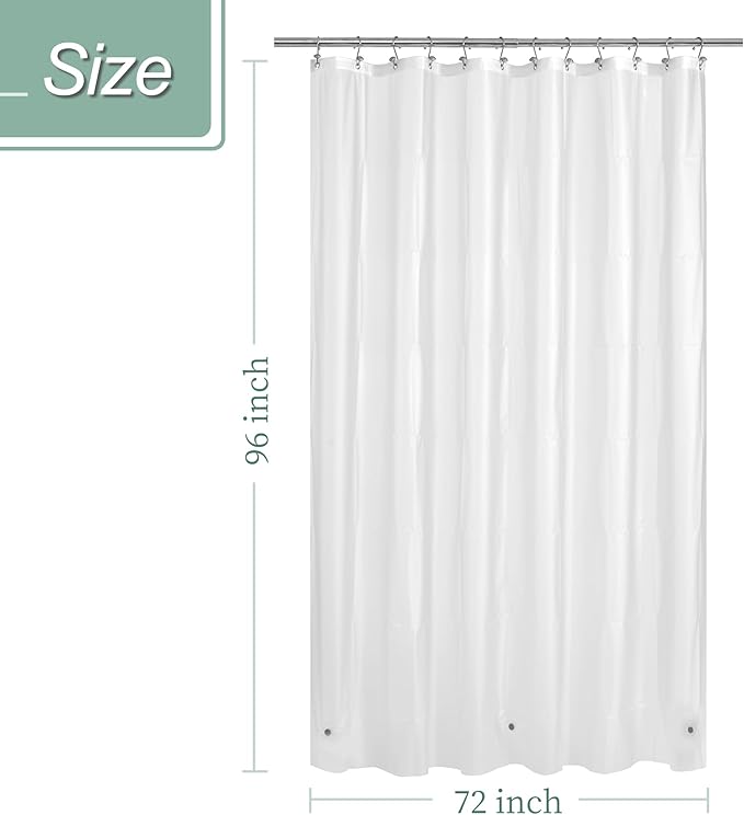 Mrs Awesome 72x96 X-Long Frosted Shower Curtain Liner with Magnets, Extra Long PEVA Plastic Shower Curtain for Bathroom, 72 x 96, Frost