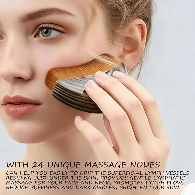 Lymphatic Contour Face Brush, Facial Massage Brush for Sculpting - Anti-Puffiness, Detox & Lift, Dry Brushing Face, Ergonomically Designed to Fit The Skin Precisely and Relieve Fatigue