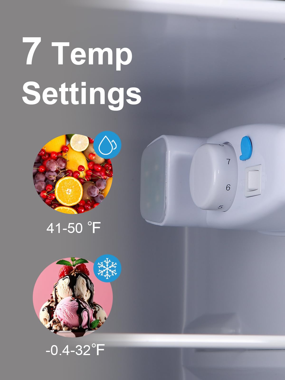 KRIB BLING Refrigerator with Freezer 3.8 Cu.Ft with 7 Level Adjustable Thermostat Control 2 Door Lock Fresh Energy Saving Top-Freezer Compact Refrigerator Black