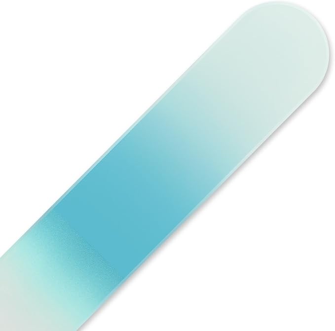 Mont Bleu Rainbow Crystal Nail File in Black Pouch - Small/Purse Size - Czech Tempered Glass - Handmade in Bohemia (Czech Republic)