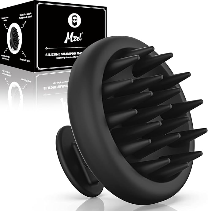 MZEL Silicone Scalp Massager Shampoo Brush for Hair Growth, Beard Brush for Men, Face & Beard Scrubber Exfoliator, Wet Dry Shower Head Scalp Massager for Exfoliating Dandruff, Gifts for Him Father