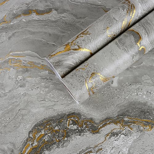 CHIHUT 12¡±x100¡± Gold Grey Matte Marble Contact Paper for Countertops Waterproof Peel and Stick Countertops Marble Wallpaper for Bathroom Self Adhesive Contact Paper for Kitchen Backsplash Cabinets