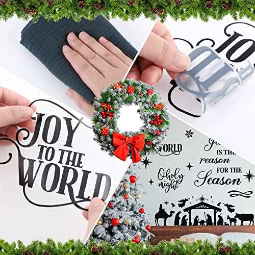 3 Pcs Nativity Scene Decor Stickers Christmas Bible Quotes Christian Vinyl Wall Decal Set Jesus is The Reason for The Season Bible Verse Wall Decals Joy to The World Stickers for Home