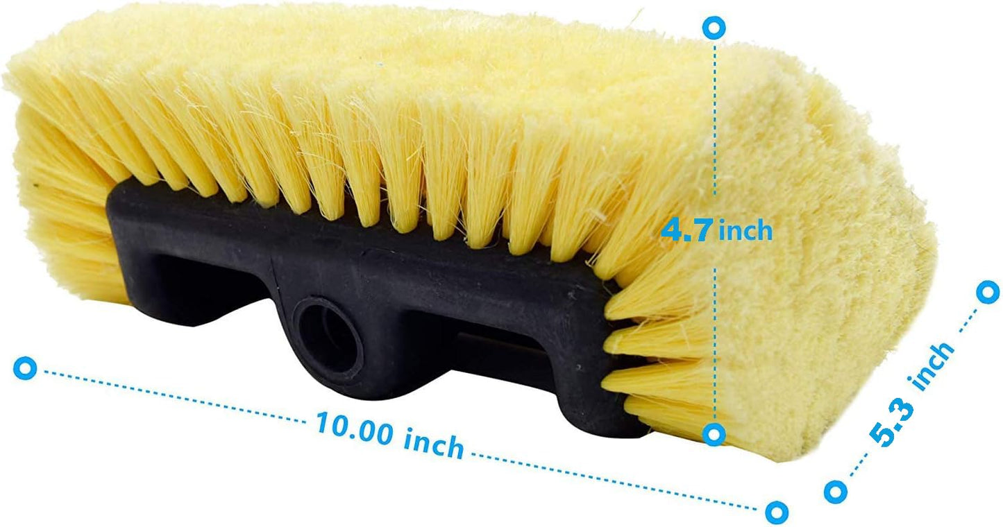 CARCAREZ 10" Car Wash Brush Head with Soft Bristle for Auto RV Truck Boat Camper Exterior Washing Cleaning, Yellow (1, 10" PRO MAX)