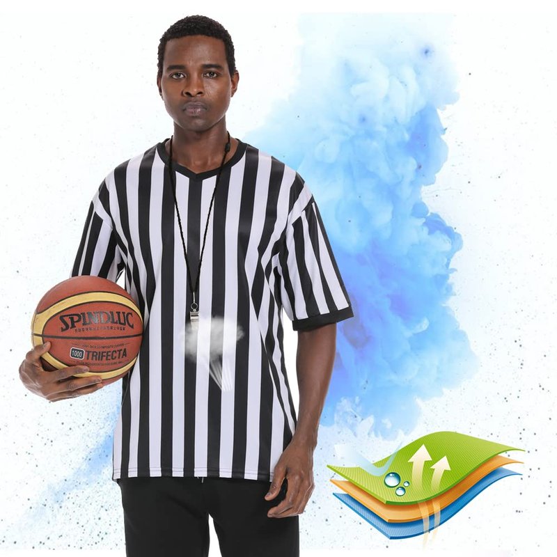 Shinestone Referee Shirt, Referee Costume Shirt for Womens and Mens, V Neck Referee Umpire Shirt Jersey for Football, Soccer and Sports for Christmas (X-Large)