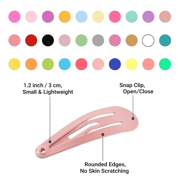 Baby Barrettes Hair Clips: 1.2 inch (3cm) Small Mini Snap for Toddler Little Girls Kids 150pcs (30 colors)