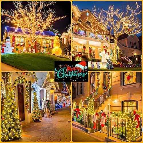 6 Pack Solar Chrismas Lights Outdoor, 285 FT Total 720 LED Solar String Lights for Outside with 8 Modes & Memory Function, Waterproof Twinkle Light for Xmas Tree Yard Party Decorations (Warm White)