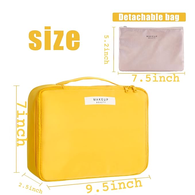 Travel Makeup Bag Cosmetic Bag Makeup Bag Toiletry bag for women and men (Yellow)