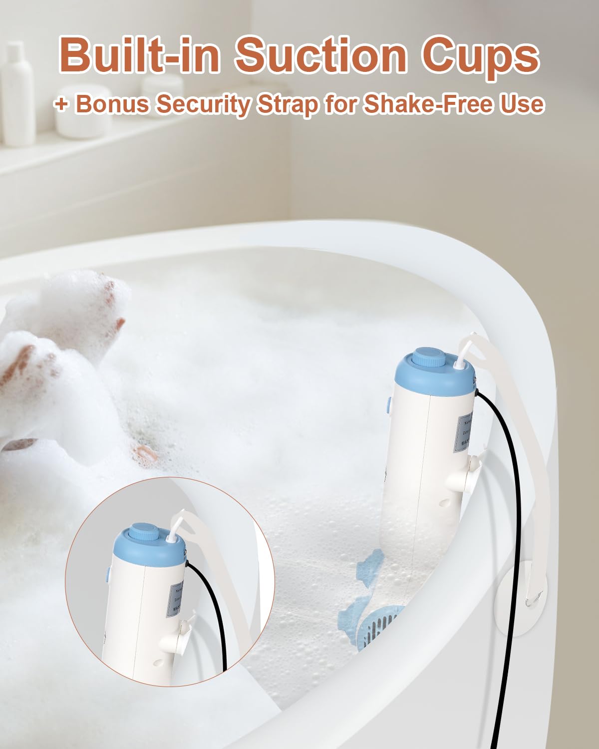 KokoSelene Bath Jets for Tub, Portable Bath Spa for Bathtub with Dual Hydro Jets, Bathtub Spa Machine Creates Soothing Bubbles for Daily Relax at Home Use (Blue)