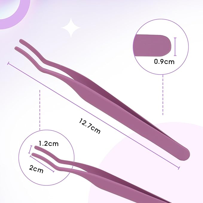 WENDY Eyelash Extensions Lash Tweezers Precision Fiber Stainless Steel Lash Applicator Tool Precision Fiber Mega Lash Tweezers Eyelid Tape & Extensions Use at HomeÃ¯Â¼ÂPurple-1Ã¯Â¼Â