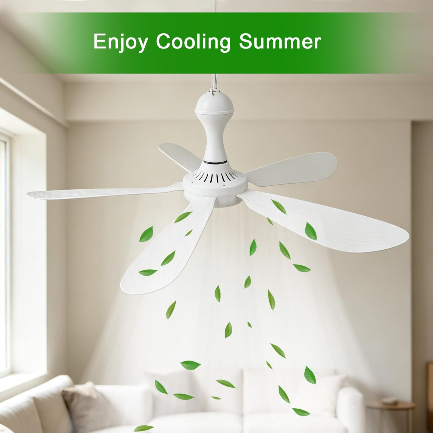 ISTRUESDA 28" Inch Ceiling Fan AC 110V Gazebo Fans Plug in Ceiling Fan Hanging Fan for Tent Bedroom Porch Small Room RV Garage Dorm