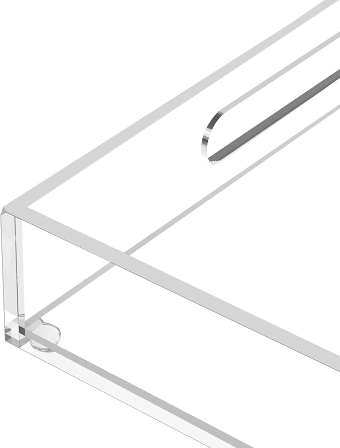 KOTEMON Acrylic Serving Tray with Handles-16x12x2.36Inch-Decorative Tray Letter Tray Organizer for Ottoman Coffee Table Countertop, Clear