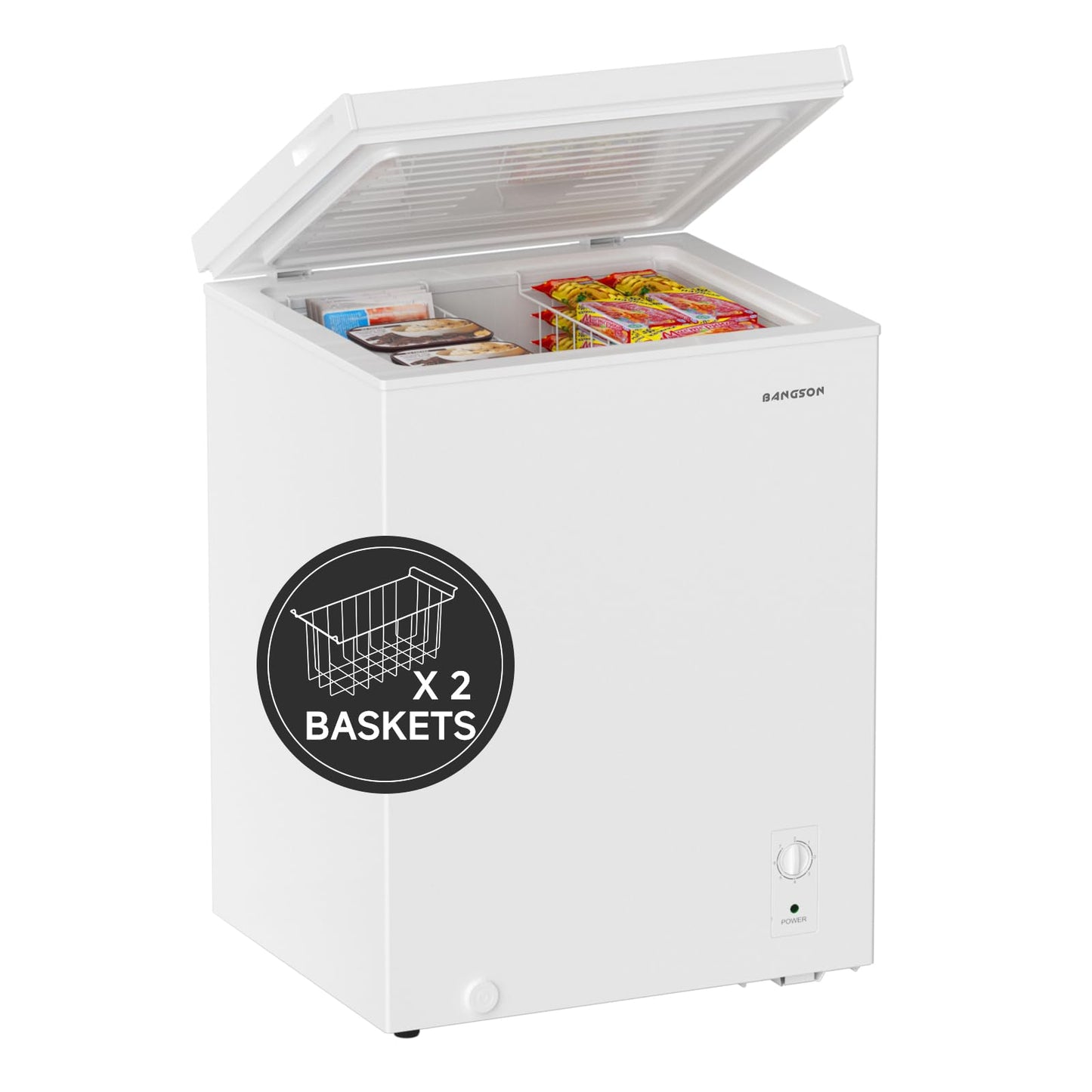 BANGSON Chest Freezer, Deep Freezer 5.0 Cu. Ft with Removable Basket, Adjustable Thermostat Mini Freezer, Ideal for Apartment/Kitchen/Office