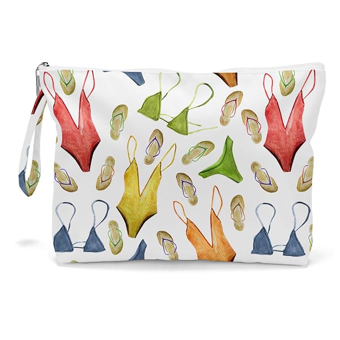 Fokongna Travel Makeup Bag - Wet Dry Bag for Swimsuit, Beach Pool Diapers, Dirty Yoga Gym Clothes - Zipper Pouch for Women, Sister, Friends - Ocean Sea Shells Beach Starfish