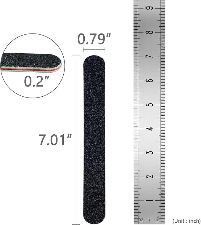 24 Pack Professional Emery Boards - 100/180 Grit Nail File Pack for Acrylic and Natural Nails, Black