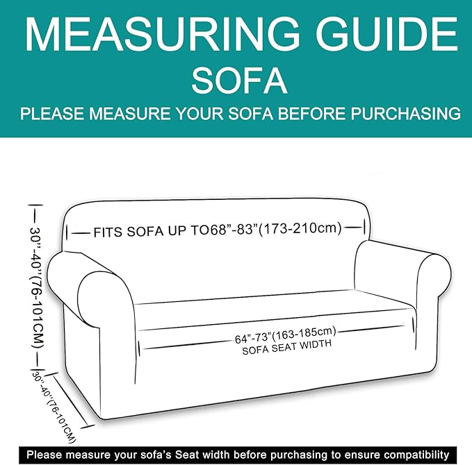 U-NICE HOME Stretch Couch Cover Sofa Cover Washable Sofa Slipcover Furniture Protector for 3 Cushion Couch Sofa Pet Friendly(Sofa, Ivory White)