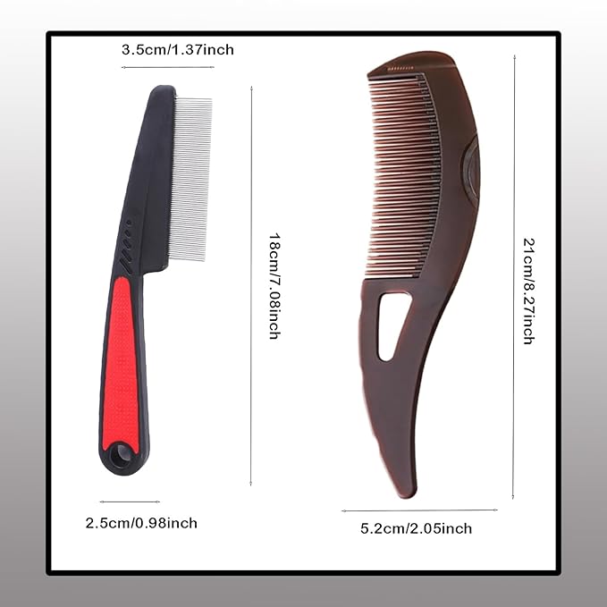 Dandruff Comb, Hollow Tooth Button Comb, Detoxing Comb Energy Massage Comb, Scalp Psoriasis Comb Dandruff Removal Comb, Lice Comb Multifunctional Hairbrush (Brown+Red)