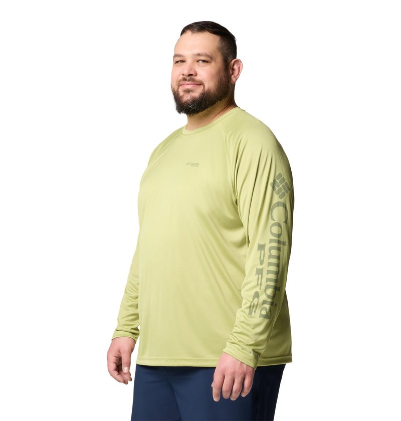 Columbia Men's PFG Terminal Tackle Long Sleeve Fishing Shirt, Pear/Cypress Logo, 5X