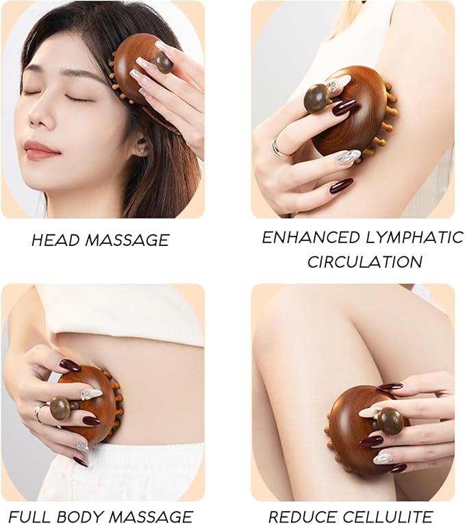 Wooden Scalp Massage Comb - Sandalwood Head Massager Tool, Gua Sha Brush for Women Men Hair Growth Body Massage