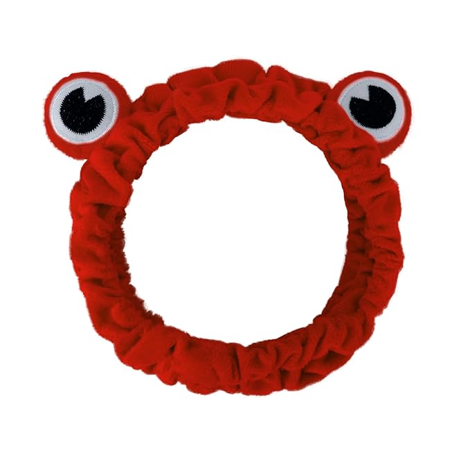 Jowmoy red Frog Eye Elastic Headband - Versatile for Spa, Skincare, Makeup, Face Wash, Fun Gift for Women (1 Pack)