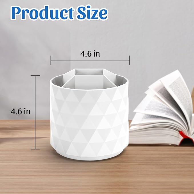 minimaliving Desk Organizer,Sparkling Diamond-like Pen Holder for Desk 360ÃÂ°Rotating Office Accessories,Pencil Cup with 5 Compartments Storage Box Caddy for Office,School,Home,Art Supply(White)