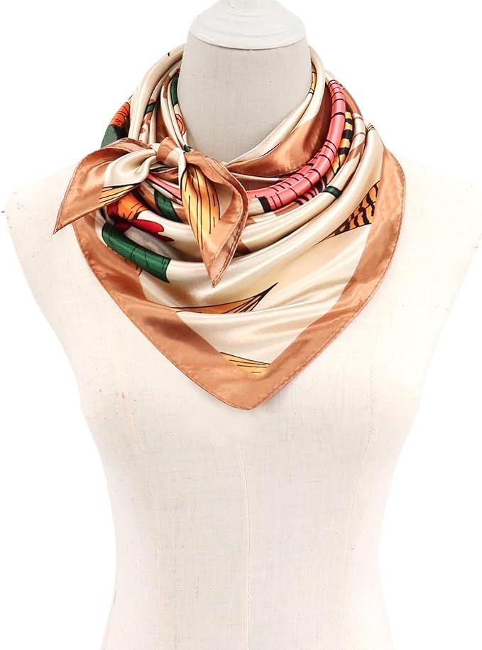 vimate 35" Square Silk Like Head Scarf - Women's Fashion Satin Scarf Bandana for Hair Wrapping at Night.