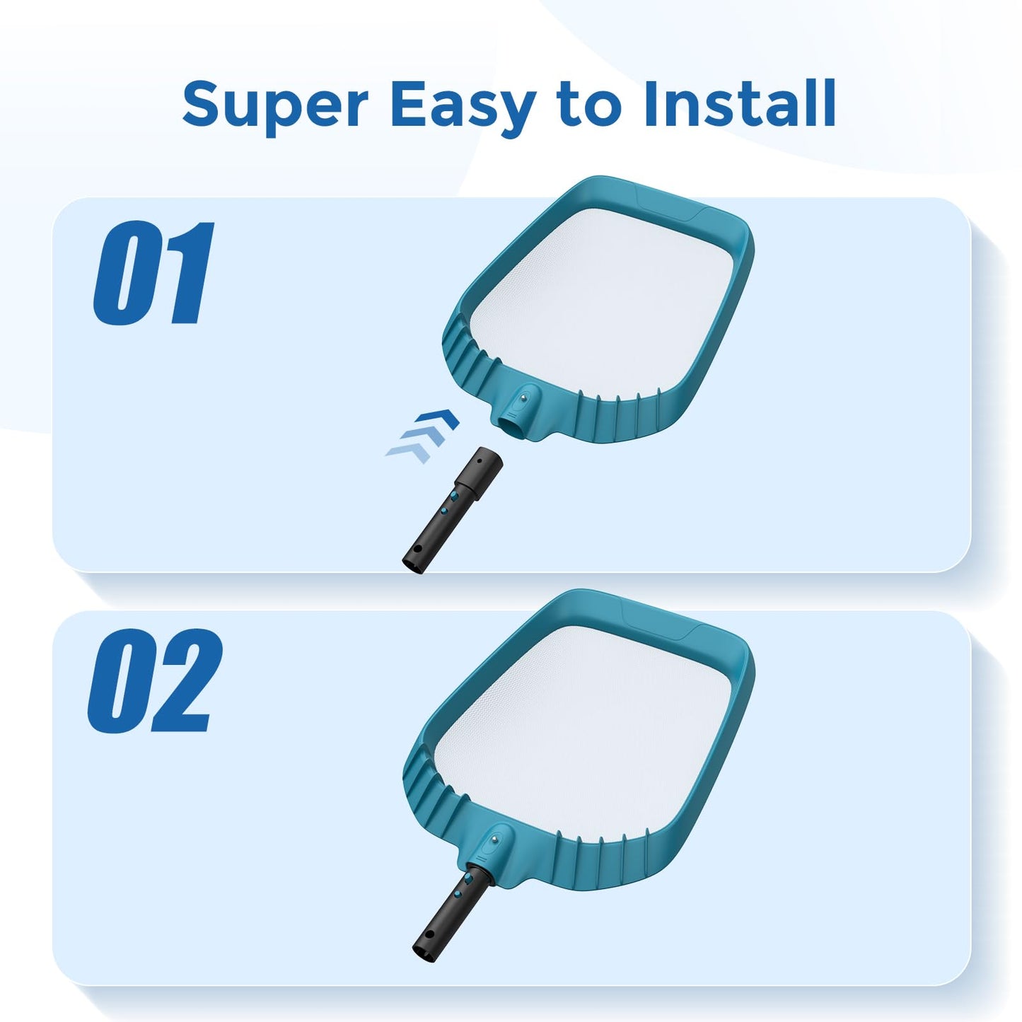 SORSWEET Pool Net, Heavy Duty 20.4" Pool Skimmer Net, Fine Mesh Leaf Skimmer Net for Cleaning Pool, Fits Standard 1-1/4" Pole, Pole Not Included