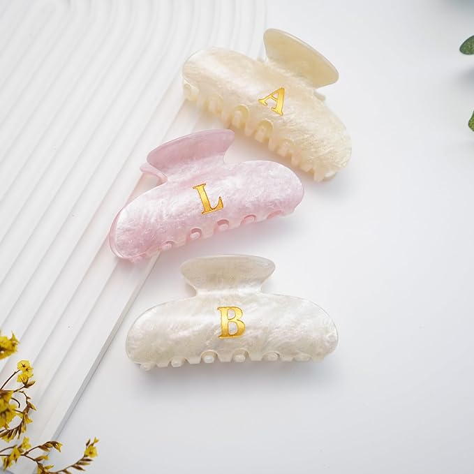 Teen Girl Gifts Trendy Stuff - White Initial Cute Hair Clips, Letter Hair Claw Clips, Glitter Claw Clips Durable Hair Clips, Birthday Gifts for Teens Daughter Sister Christmas Gifts