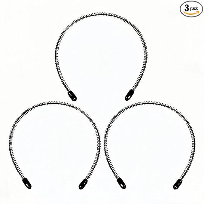 Mens Metal Headband, Unisex Black Headbands for Women, Hair Bands for Women's Hair, Adjustable Metal Headband For Outdoor Sports And Daily Wear. (3 Pcs)