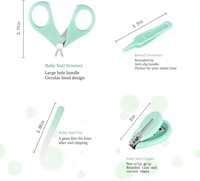 Baby Nail Trimmer Electric-12 in 1 Baby Nail Clippers Safe Baby Nail File Kit with a Nail Clipper, Scissor, Tweezers, and Nail Files