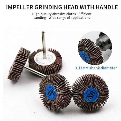 20 Pcs Dremel Flap Wheel Sandpaper - 80 Grit, 1/8" Shank for Drill, Grinder, Rotary Tool