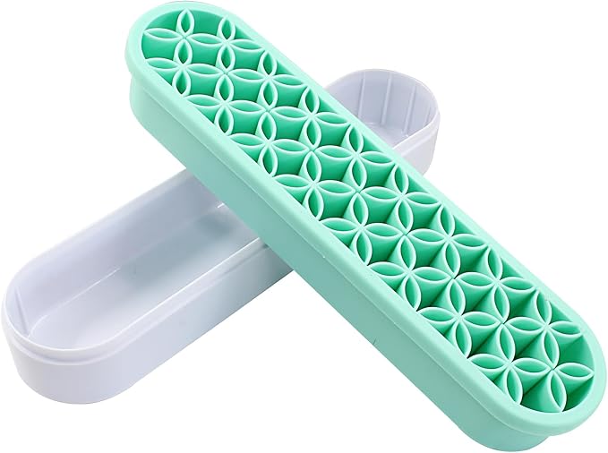 Green Silica gel Makeup Brush Holder Box Multi-Purpose Silica gel Make Up Brush Storage Stand Rectangle Multipurpose Painting Pen Holder for Brushes,Art Craft and Painting Brushes