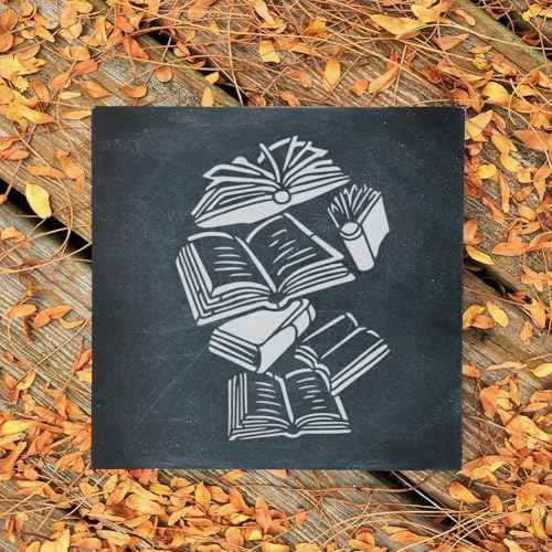 FINGERINSPIRE Scattered Books Stencil with Paint Brush 8.3x11.7inch Falling Books Drawing Template Plastic PET Open Books Painting Stencil Daily Theme Template for Home Wall Furniture Decoration