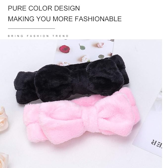 LADES Facial Headband - Terry Cloth Headbands for Face Washing,Skin Care,Makeup,Bow Spa Hair Headband for Washing Face