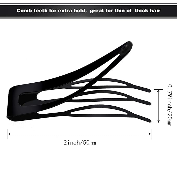 Chinco 24 Pcs Double Grip Hair Clips Metal Snap Clips Women Barrettes for Hair Making, Salon Supplies(Black,2 Inch)
