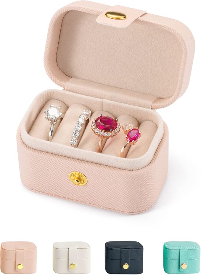 Travel Jewelry Ring Case,Small Jewelry Ring Box,Ring Holder,Mini Jewelry Case Portable Storage Case, for Women Girls, for Travel,Business,Wedding,Bridesmaid Gift(Pink)