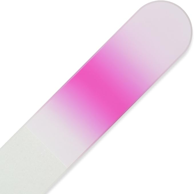 Mont Bleu Rainbow Crystal Nail File in Black Pouch - Large/Professional Size - Czech Tempered Glass - Handmade in Bohemia (Czech Republic)