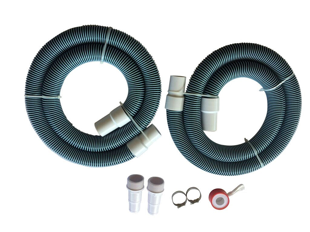 FibroPool Professional Pool Filter Hose Replacement Kit – 1.5" 6 Foot Hose 2 Pack with Reinforced Cuffs, Adapters, Clamps & PTFE Tape – Durable, Leak-Resistant, Universal Compatibility