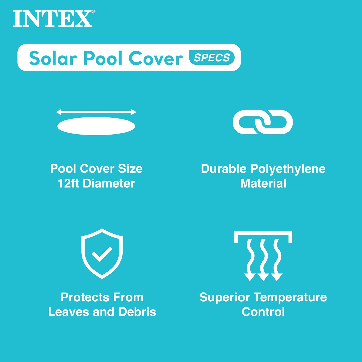 INTEX 28012E Solar Pool Cover: for 12ft Round Easy Set and Metal Frame Pools – Insulates Pool Water – Reduces Water Evaporation – Keeps Debris Out – Reduces Chemical Consumption