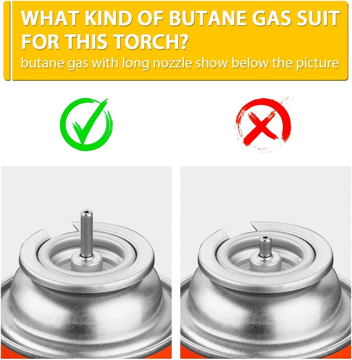 TBTeek Butane Torch with Fuel Gauge T907, One-hand Operation Kitchen Torch Lighter with Adjustable Flame for BBQ, Baking, Brulee Creme, Crafts and Soldering, 2 Pack(Butane Not Included)