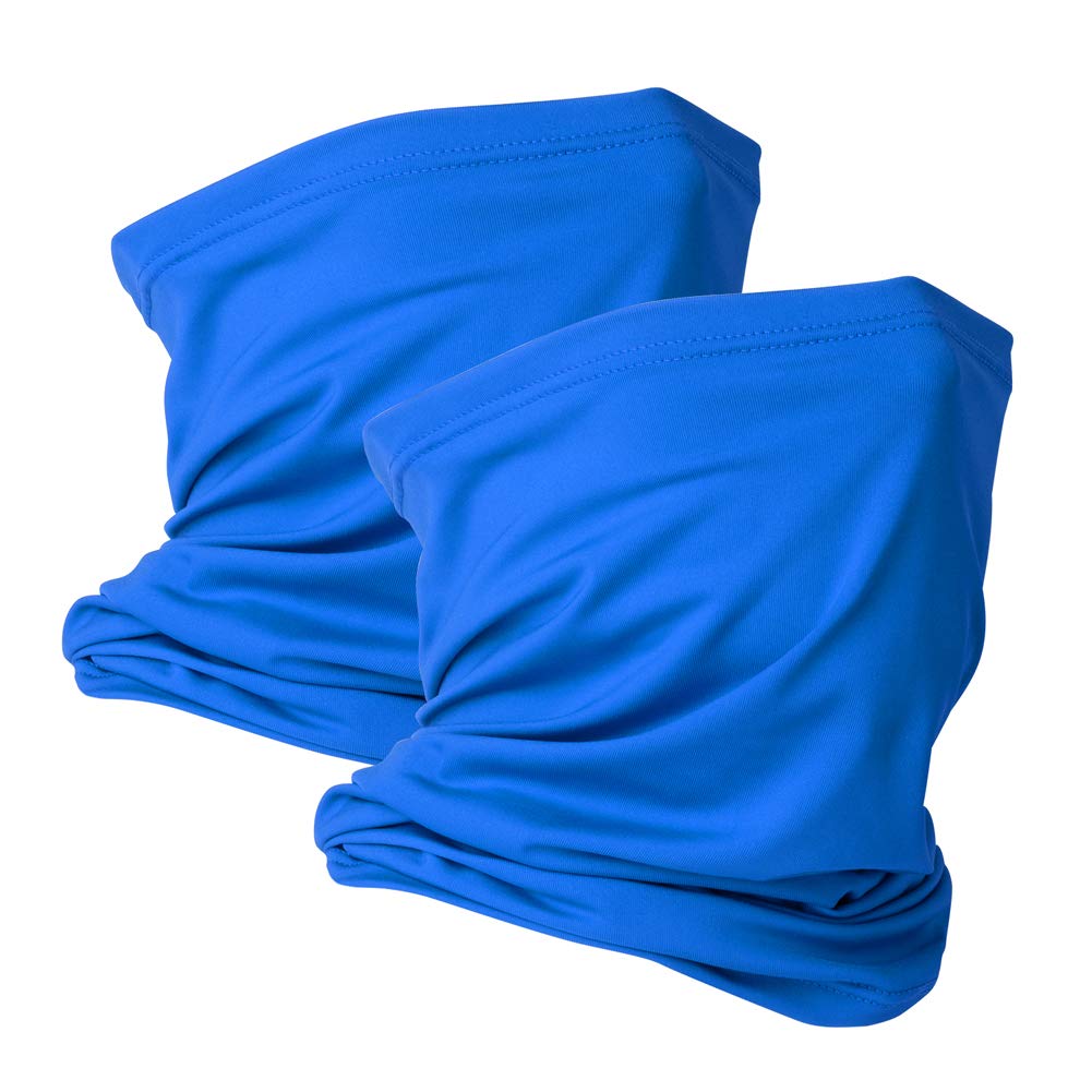 VULKIT 2 Pack Neck Gaiter Face Mask Scarf Reusable Bandanas Tube UV Protection Headwear Balaclava Outdoor Sport for Men and Women Blue