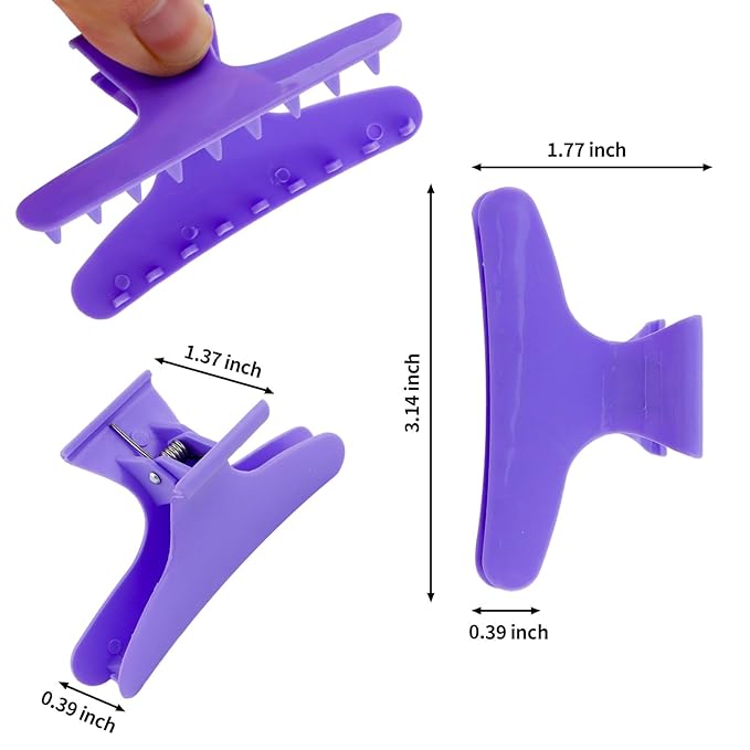 Hair Clips for Styling Sectioning 12 Pack Pink Purple Blue Butterfly Clamps Hair Claw Clips Pro Salon Hair Clips for Styling, Sectioning, Cutting and Coloring