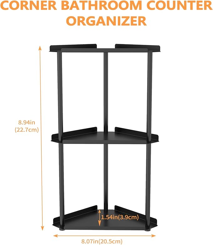 FLE 3 Tier Corner Bathroom Counter Organizer, Countertop Corner Shelf,Makeup Organizer and Storage for Bathroom