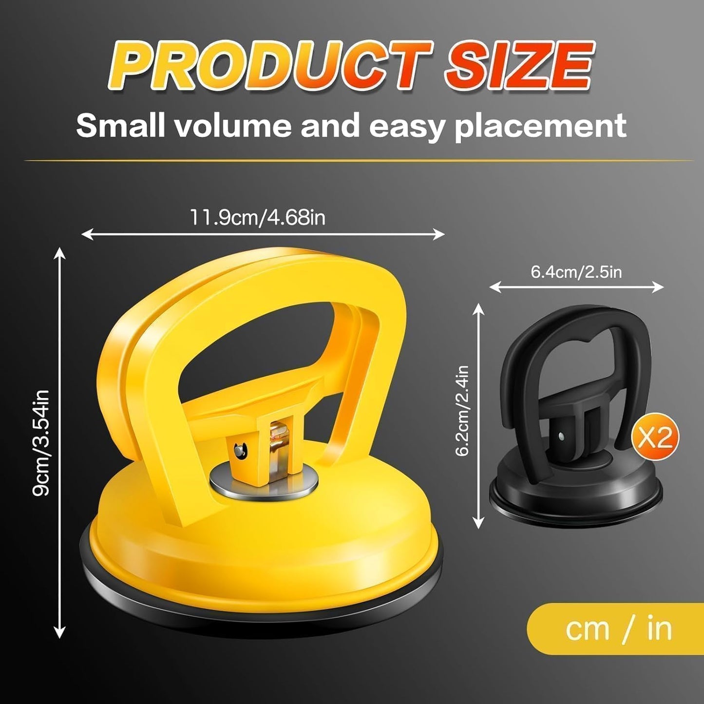 HORFUTY Car Dent Puller 3 Pack Dent Puller Powerful Car Dent Removal Kit Suction Cup Dent Puller for Car Dent Repair Dent Remover Tool for Car Body,Tiles Lifting,Objects Moving,Screen (Yellow+Black)